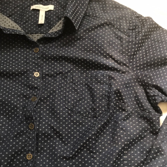 Curvy Cut Denim Polka Dot Button Down Shirt US 14 - Picture 5 of 11